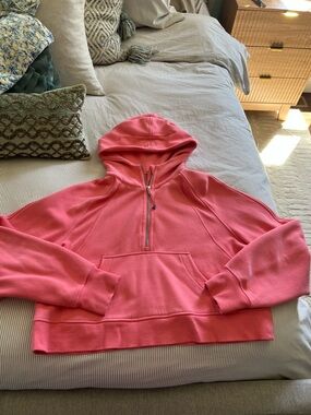 Scuba Oversized Half-Zip Hoodie - Raspberry Cream